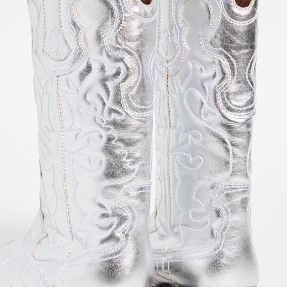 NEW without box Ganni chrome Cowboy Boot - Picture 2 of 4